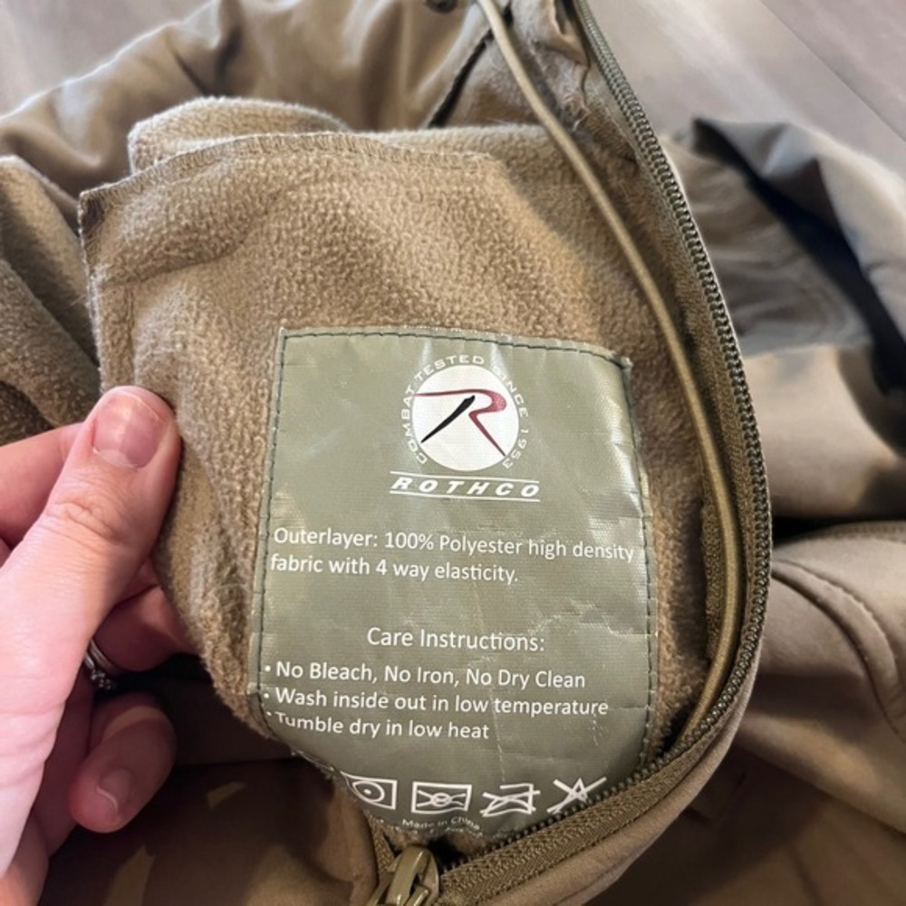 Rothco Mens Spec Ops Soft Shell Jacket Coyote Brown Tactical Fleece Lined Size M - Picture 4 of 9